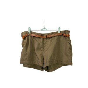 Morgan City Juniors Green Khaki Shorts Braided Belt Size 11 Flap Pockets Zipper